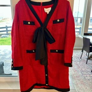 Tuckernuck Pomander Place Red Coco Tweed Dress with Bow